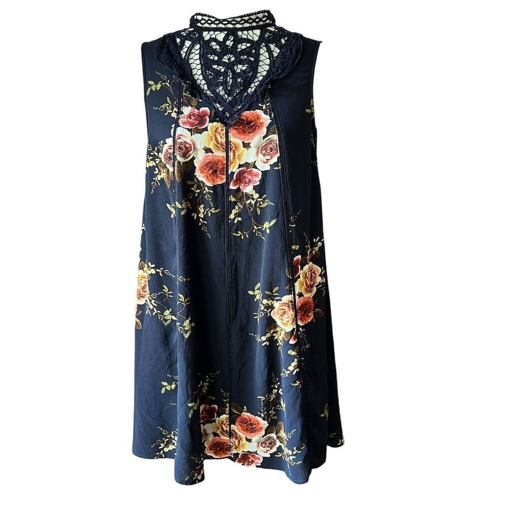 Altar'd State Women's XS Blue Floral Lace Sundress Short Casual Dress​​ - Picture 2 of 10